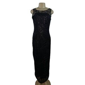 Black Sequin Sleeveless Long Evening Dress By Tahari Arthur S. Levine Size 8